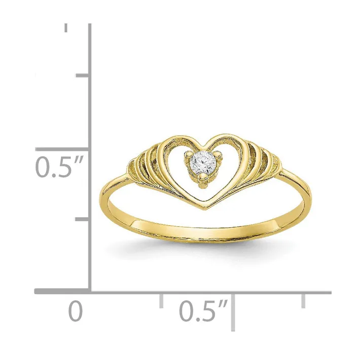 Goldia Rings 10K Yellow Gold CZ Heart Ring