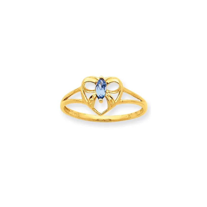 Goldia Rings 10K Yellow Gold Polished Geniune Blue Topaz Birthstone Ring