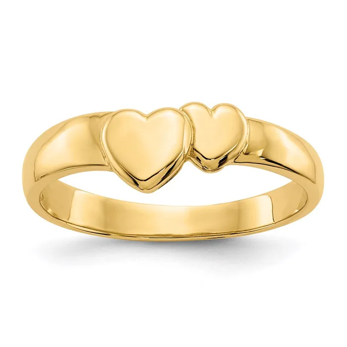 Goldia Rings 14k Gold Polished Adjoining Hearts Ring
