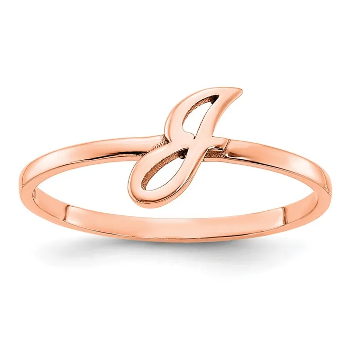 Goldia Rings 14K Rose Gold Initial Script or Block Font Ring