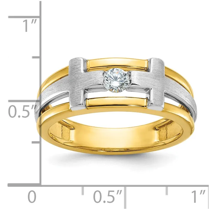 Goldia Rings 14k Twotone Gold Mens Cross Satin Diamond Ring Mounting