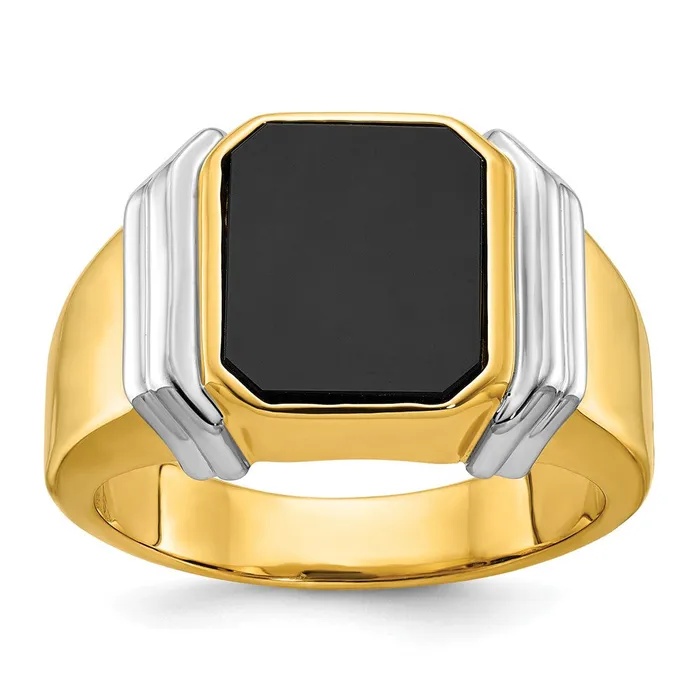 Goldia Rings 14k Twotone Gold Mens Onyx Ring Mounting