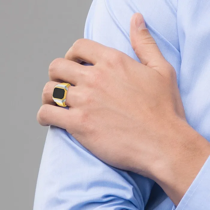 Goldia Rings 14k Twotone Gold Mens Onyx Ring Mounting
