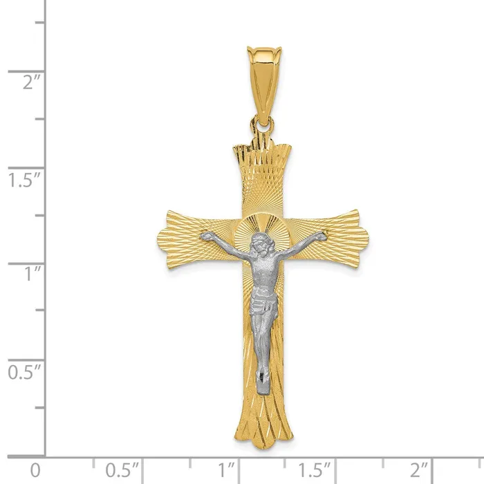 Goldia Rings 14k Twotone Gold Twotone Gold Polished Satin DC Crucifix Cross Pendant