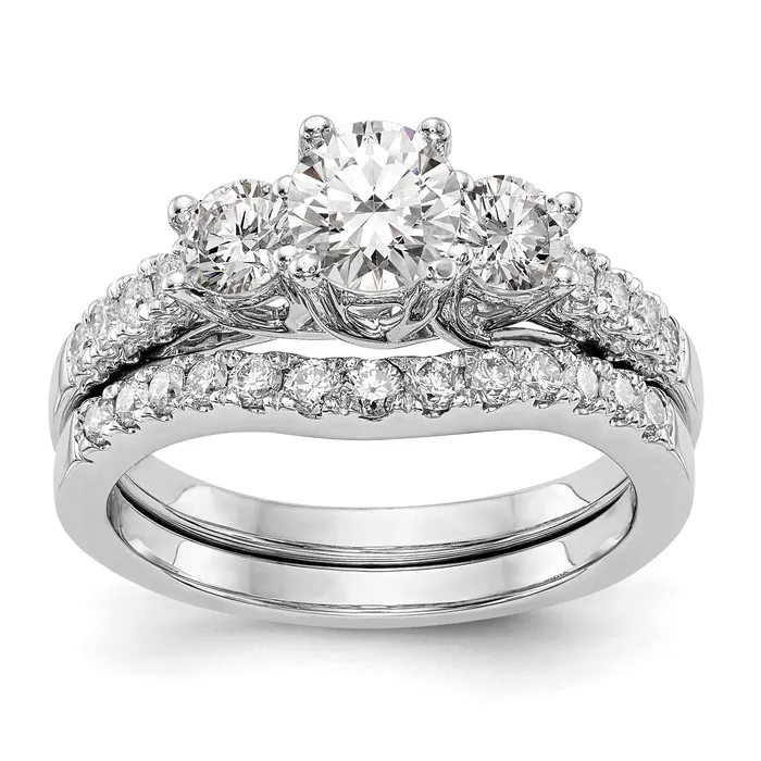Goldia Rings 14k White Gold 1 15 Ct Lab Grown Diamond VSSI G Three Stone Engagement Ring