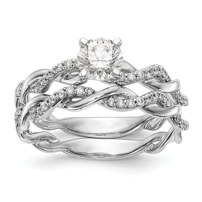 Goldia Rings 14k White Gold 110 Ct Lab Grown Diamond VSSI G Peg Set Criss Cross Engagement Ring
