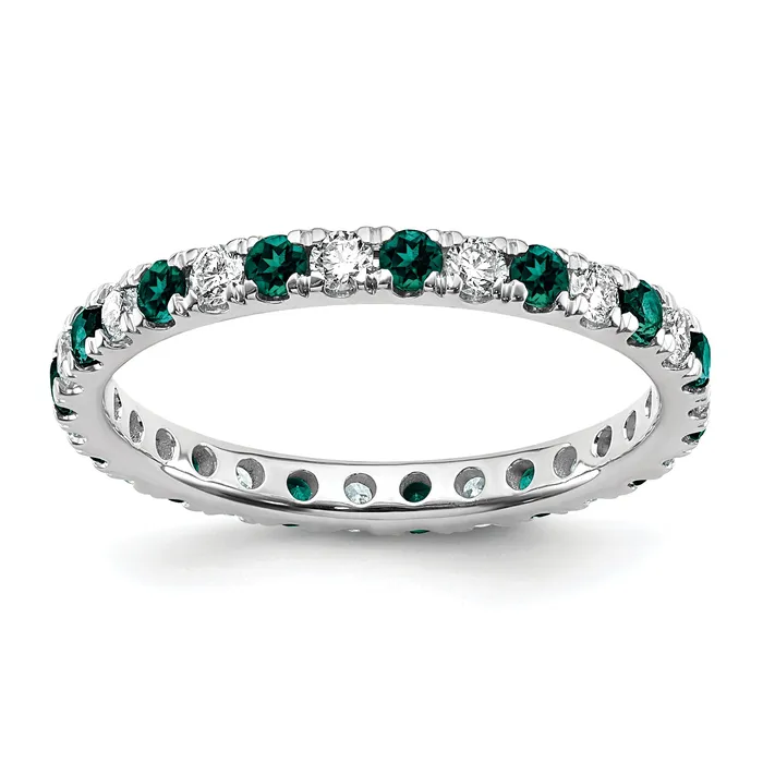 Goldia Rings 14k White Gold 12 Ct Lab Grown Diamond VSSI G and Lab Created Alexandrite Eternity Band Ring Goldia Rings 14k White Gold 12 Ct Lab Grown Diamond VSSI G and Lab Created Alexandrite Eternity Band Ring