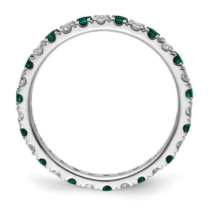Goldia Rings 14k White Gold 12 Ct Lab Grown Diamond VSSI G and Lab Created Alexandrite Eternity Band Ring