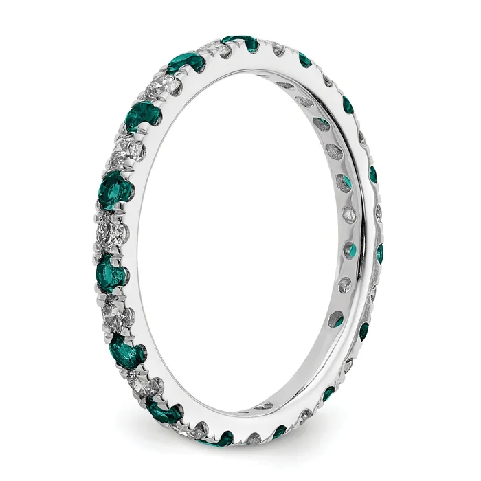 Goldia Rings 14k White Gold 12 Ct Lab Grown Diamond VSSI G and Lab Created Alexandrite Eternity Band Ring