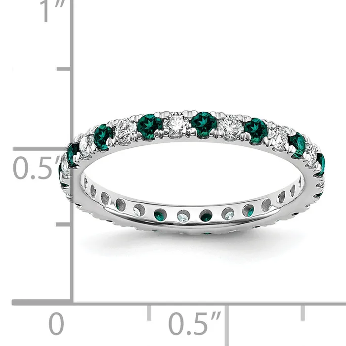 Goldia Rings 14k White Gold 12 Ct Lab Grown Diamond VSSI G and Lab Created Alexandrite Eternity Band Ring