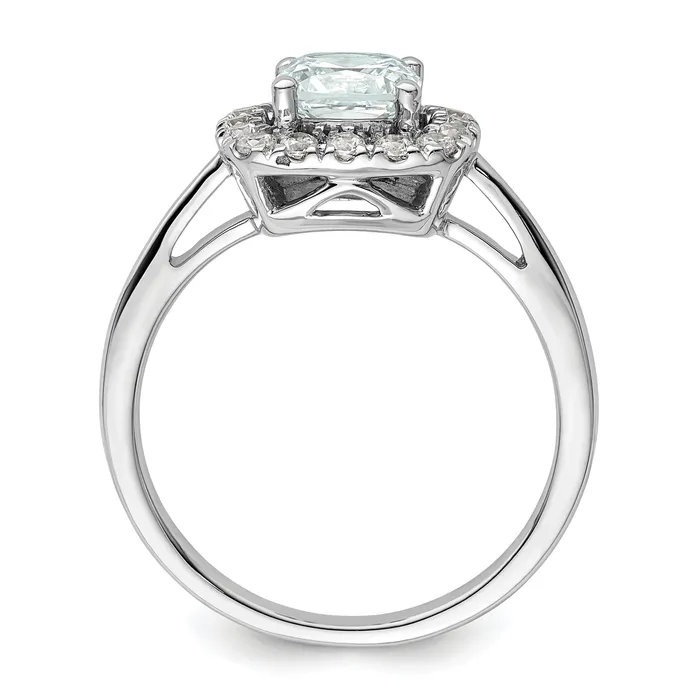 Goldia Rings 14k White Gold 14 Ct Lab Grown Diamond VSSI G March Birthstone Aquamarine Halo Ring