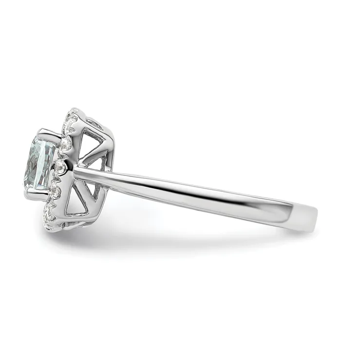 Goldia Rings 14k White Gold 14 Ct Lab Grown Diamond VSSI G March Birthstone Aquamarine Halo Ring
