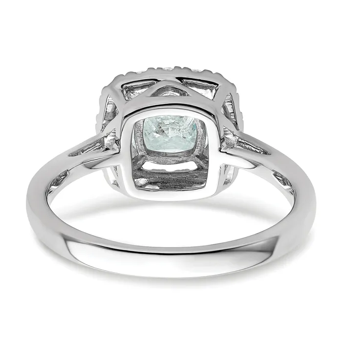 Goldia Rings 14k White Gold 14 Ct Lab Grown Diamond VSSI G March Birthstone Aquamarine Halo Ring