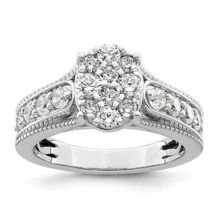 Goldia Rings 14k White Gold 1 Ct Lab Grown Diamond VSSI G Cluster Engagement Ring Goldia Rings 14k White Gold 1 Ct Lab Grown Diamond VSSI G Cluster Engagement Ring
