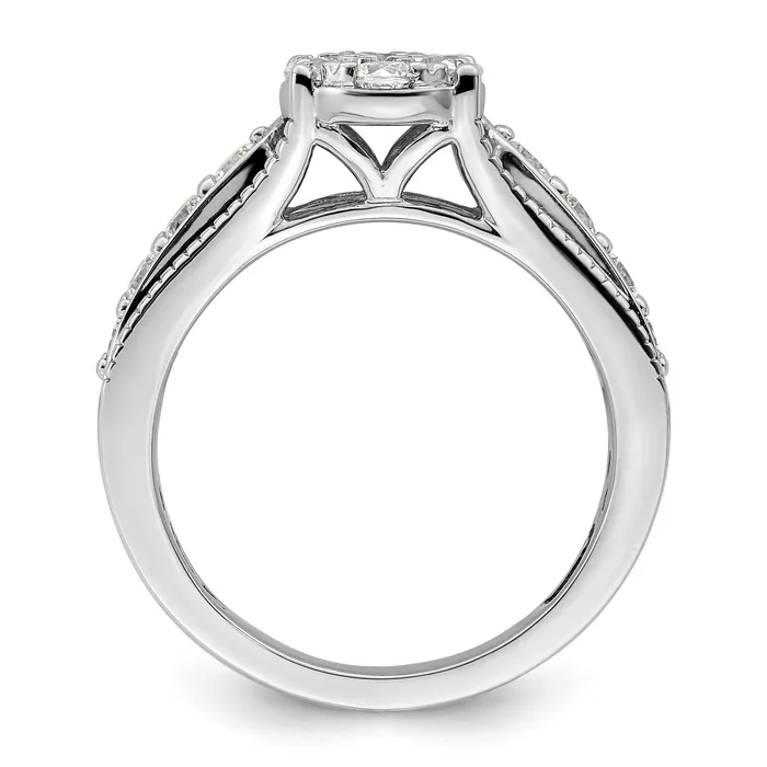 Goldia Rings 14k White Gold 1 Ct Lab Grown Diamond VSSI G Cluster Engagement Ring
