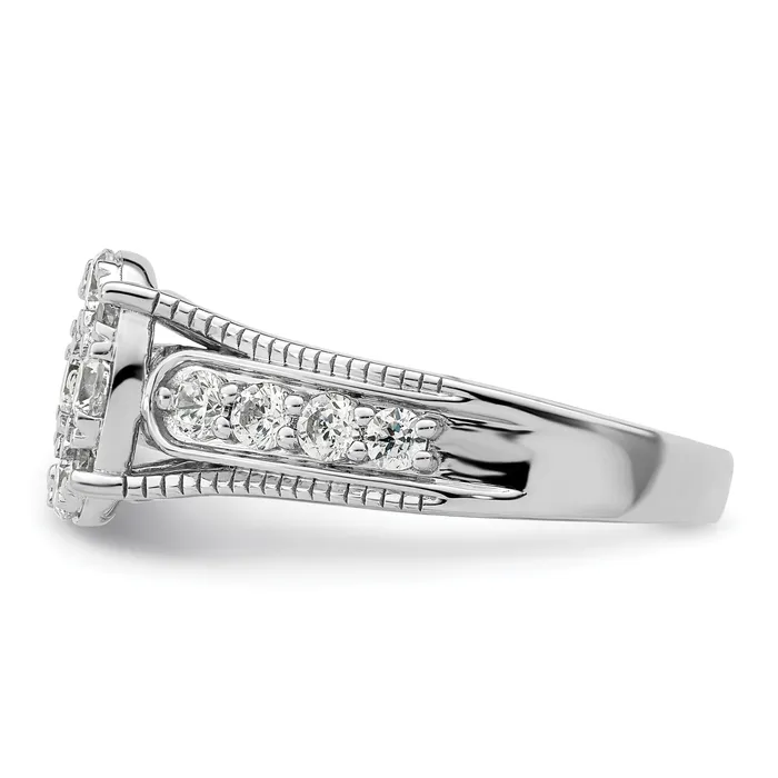 Goldia Rings 14k White Gold 1 Ct Lab Grown Diamond VSSI G Cluster Engagement Ring