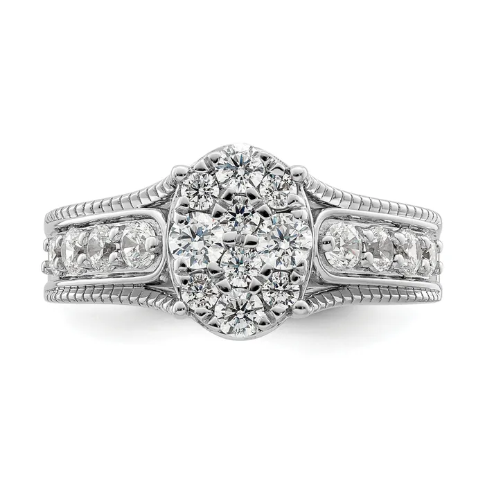 Goldia Rings 14k White Gold 1 Ct Lab Grown Diamond VSSI G Cluster Engagement Ring