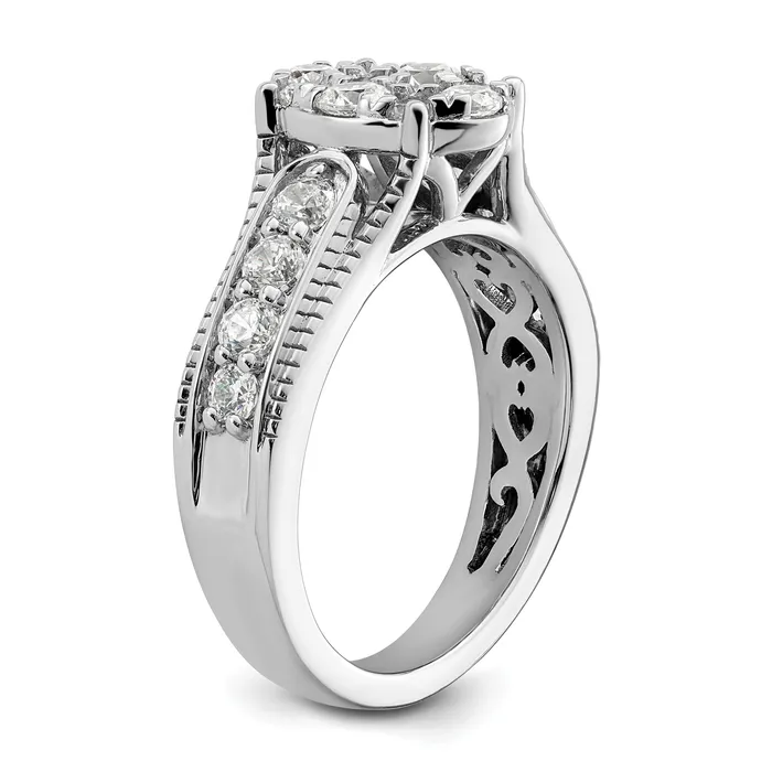 Goldia Rings 14k White Gold 1 Ct Lab Grown Diamond VSSI G Cluster Engagement Ring