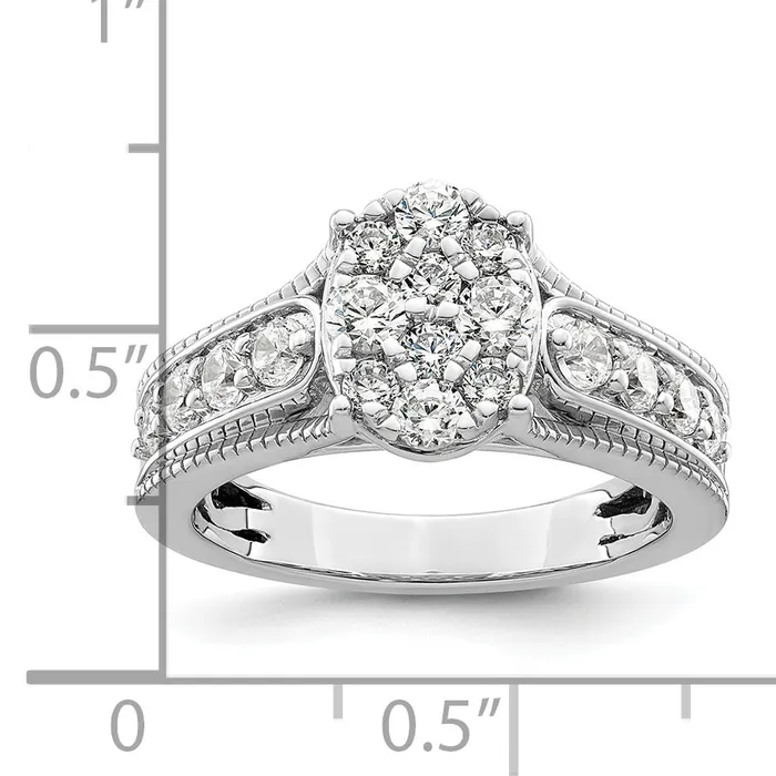 Goldia Rings 14k White Gold 1 Ct Lab Grown Diamond VSSI G Cluster Engagement Ring