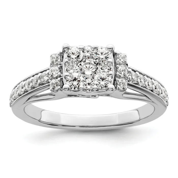 Goldia Rings 14k White Gold 34 Ct Lab Grown Diamond VSSI G Cluster Engagement Ring Goldia Rings 14k White Gold 34 Ct Lab Grown Diamond VSSI G Cluster Engagement Ring