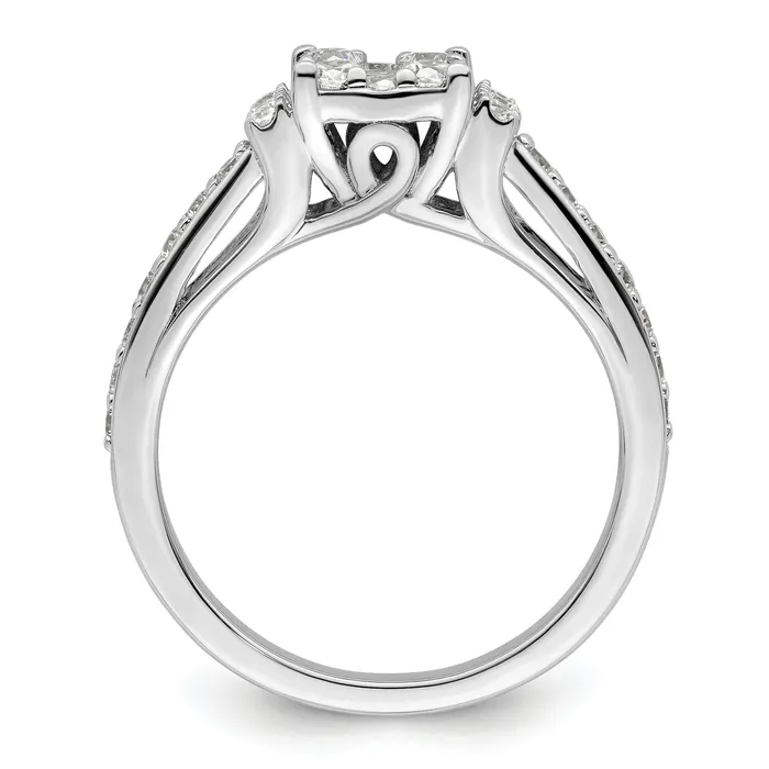 Goldia Rings 14k White Gold 34 Ct Lab Grown Diamond VSSI G Cluster Engagement Ring