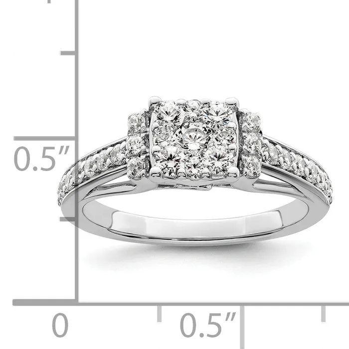 Goldia Rings 14k White Gold 34 Ct Lab Grown Diamond VSSI G Cluster Engagement Ring