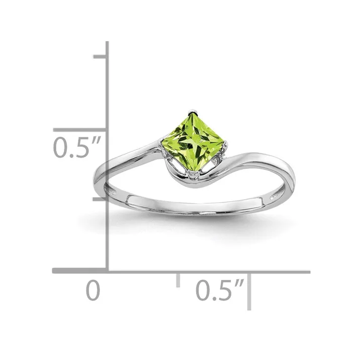 Goldia Rings 14k White Gold 4mm Princess Cut Peridot ring