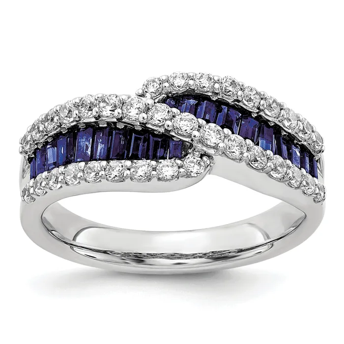 Goldia Rings 14k White Gold 58 Ct Lab Grown Diamond VSSI G and Lab Created Blue Sapphire Ring Goldia Rings 14k White Gold 58 Ct Lab Grown Diamond VSSI G and Lab Created Blue Sapphire Ring