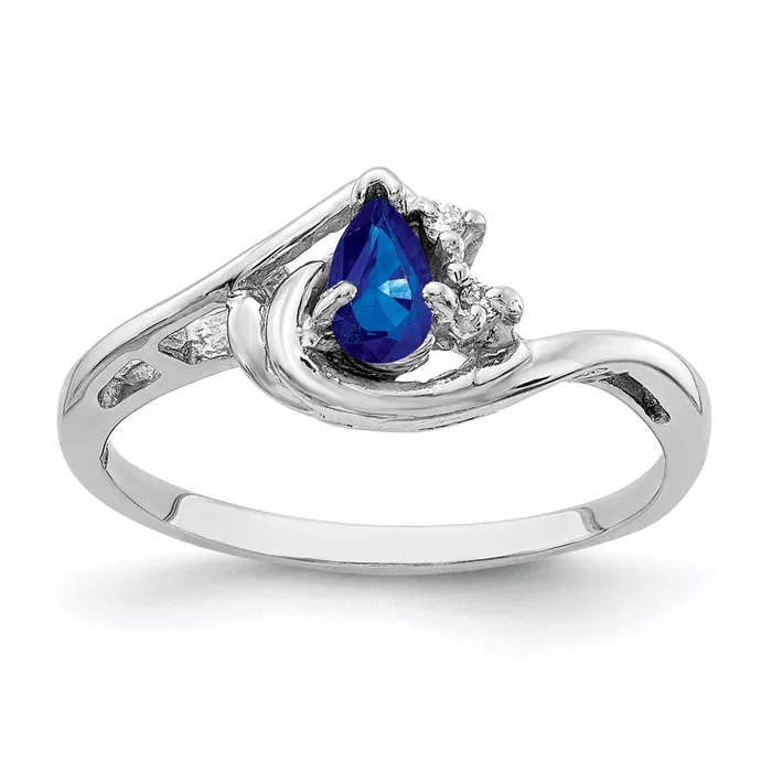 Goldia Rings 14k White Gold 5x3mm Pear Sapphire A Real Diamond ring