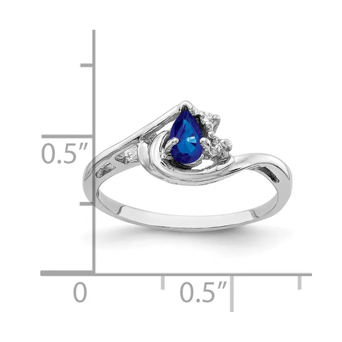 Goldia Rings 14k White Gold 5x3mm Pear Sapphire A Real Diamond ring