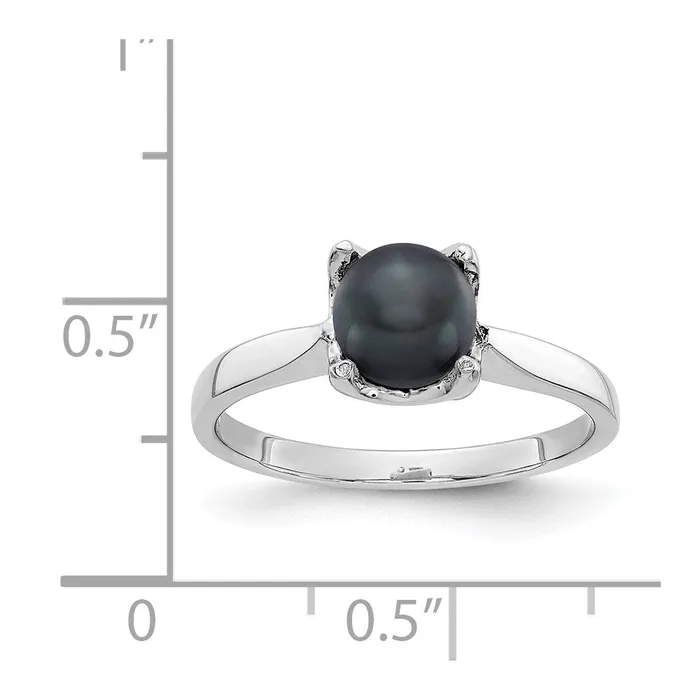 Goldia Rings 14k White Gold 6mm Black FW Cultured Pearl ring