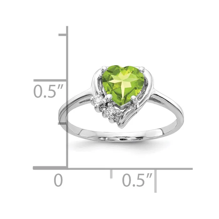 Goldia Rings 14k White Gold 6mm Heart Peridot AAA Diamond ring