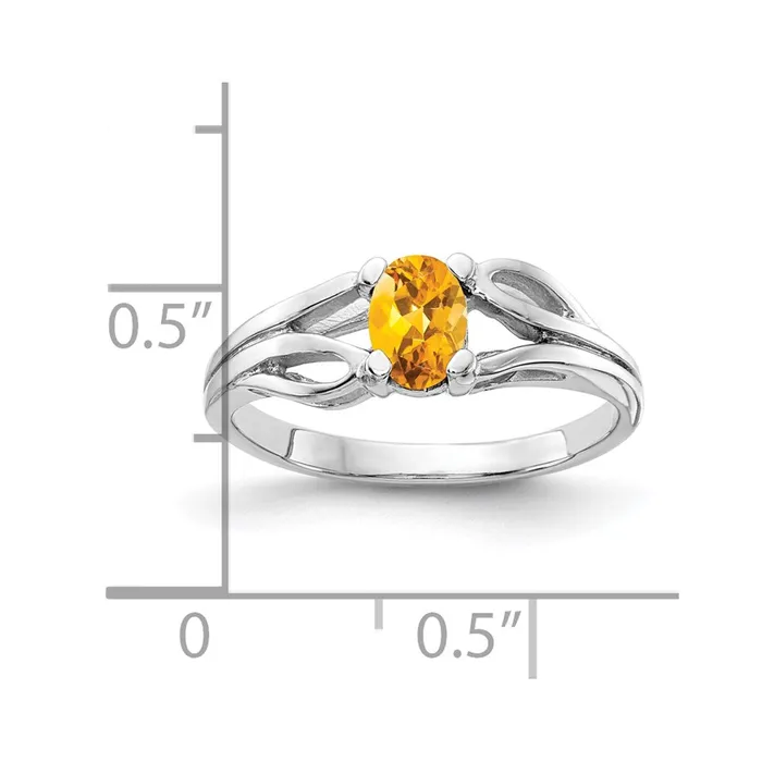 Goldia Rings 14k White Gold 6x4mm Oval Citrine Checker ring