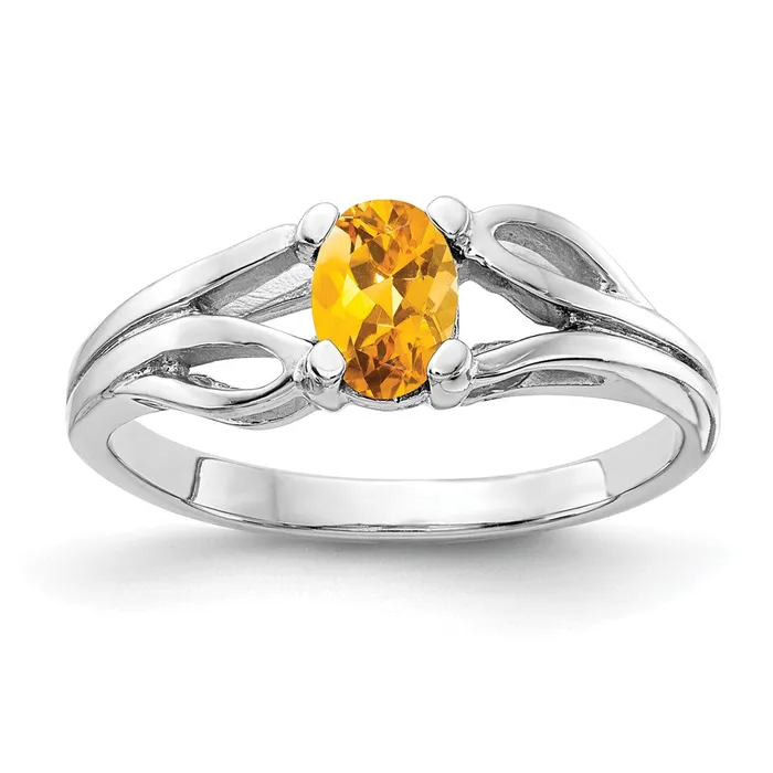 Goldia Rings 14k White Gold 6x4mm Oval Citrine ring
