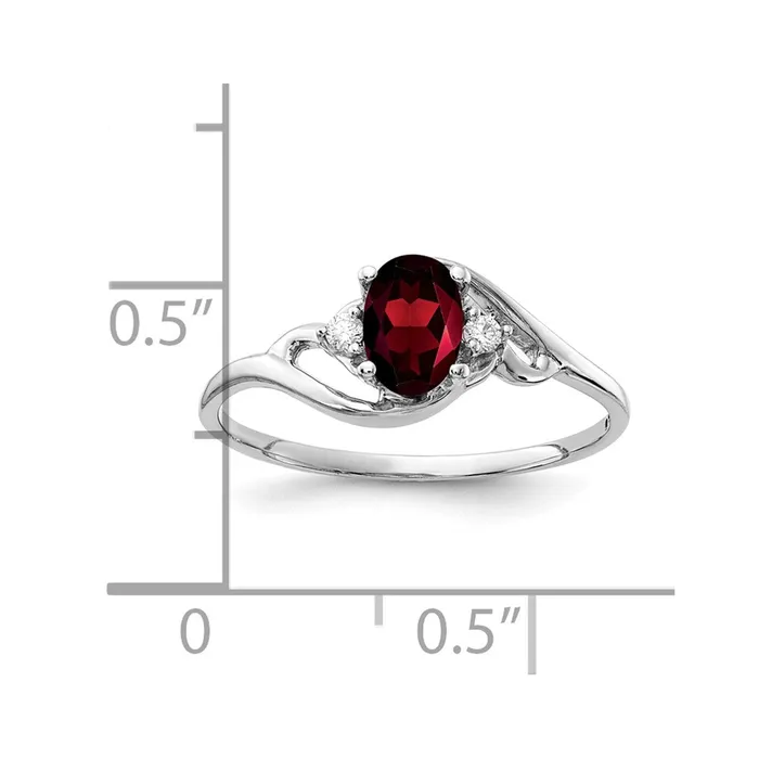 Goldia Rings 14k White Gold 6x4mm Oval Garnet AAA Diamond ring