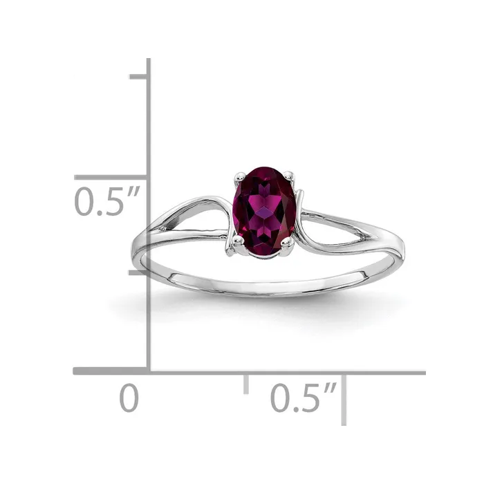 Goldia Rings 14k White Gold 6x4mm Oval Rhodolite Garnet ring