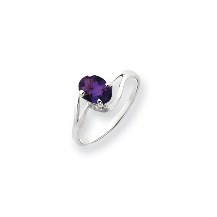 Goldia Rings 14k White Gold 7x5mm Oval Amethyst Checker ring