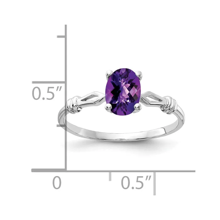 Goldia Rings 14k White Gold 7x5mm Oval Amethyst Checker ring
