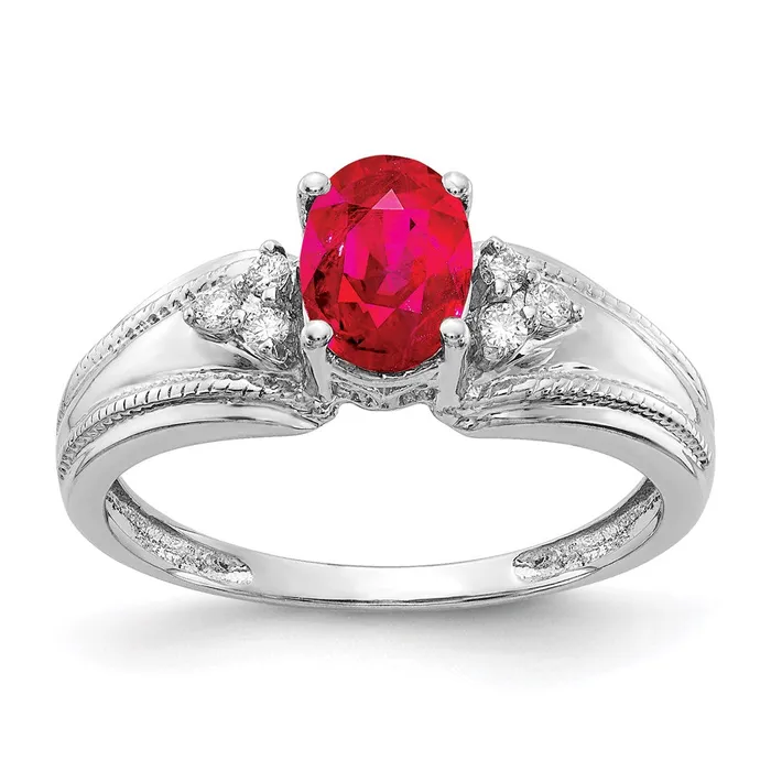 Goldia Rings 14k White Gold 7x5mm Oval Ruby A Real Diamond ring