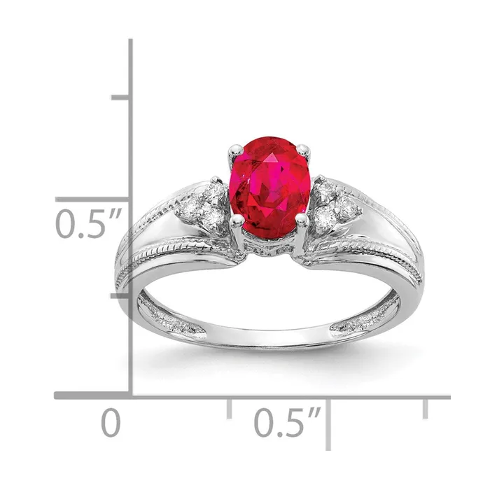 Goldia Rings 14k White Gold 7x5mm Oval Ruby A Real Diamond ring