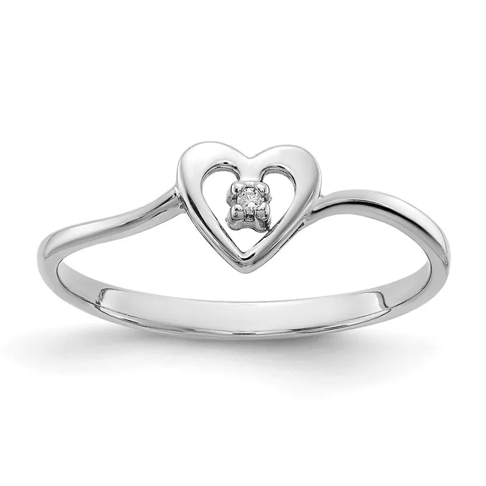 Goldia Rings 14k White Gold AAA Diamond heart ring