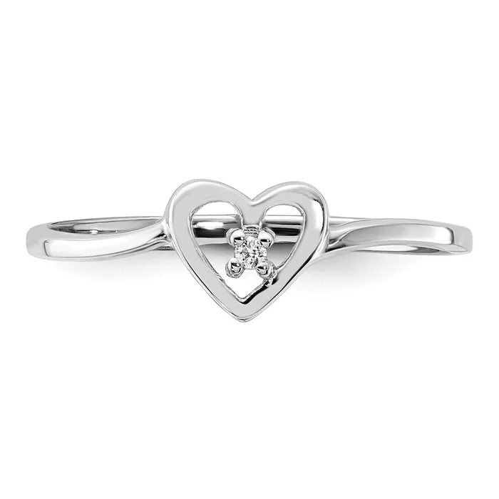 Goldia Rings 14k White Gold AAA Diamond heart ring