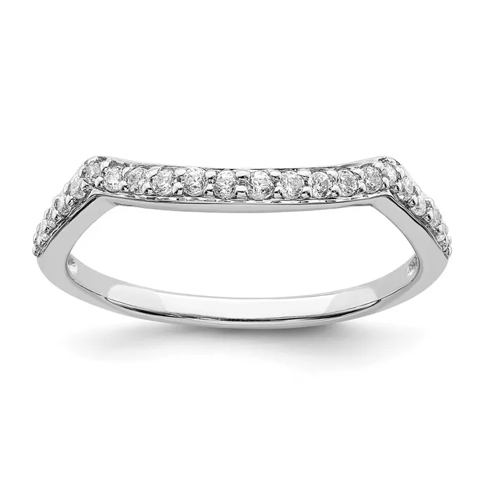 Goldia Rings 14k White Gold Contoured Real Diamond Band