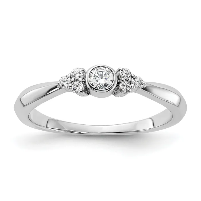 Goldia Rings 14K White Gold First PromiseLab Grown VSSI G Diamond Round Bezel Promise Ring Goldia Rings 14K White Gold First PromiseLab Grown VSSI G Diamond Round Bezel Promise Ring