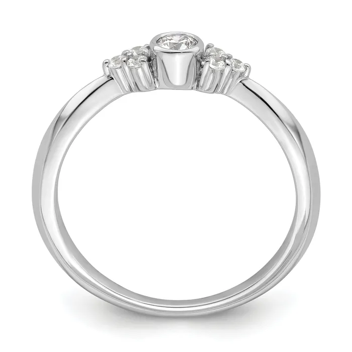 Goldia Rings 14K White Gold First PromiseLab Grown VSSI G Diamond Round Bezel Promise Ring