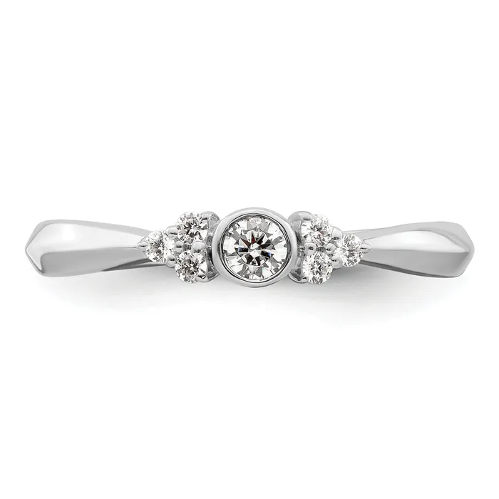 Goldia Rings 14K White Gold First PromiseLab Grown VSSI G Diamond Round Bezel Promise Ring