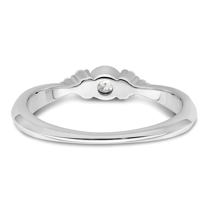 Goldia Rings 14K White Gold First PromiseLab Grown VSSI G Diamond Round Bezel Promise Ring