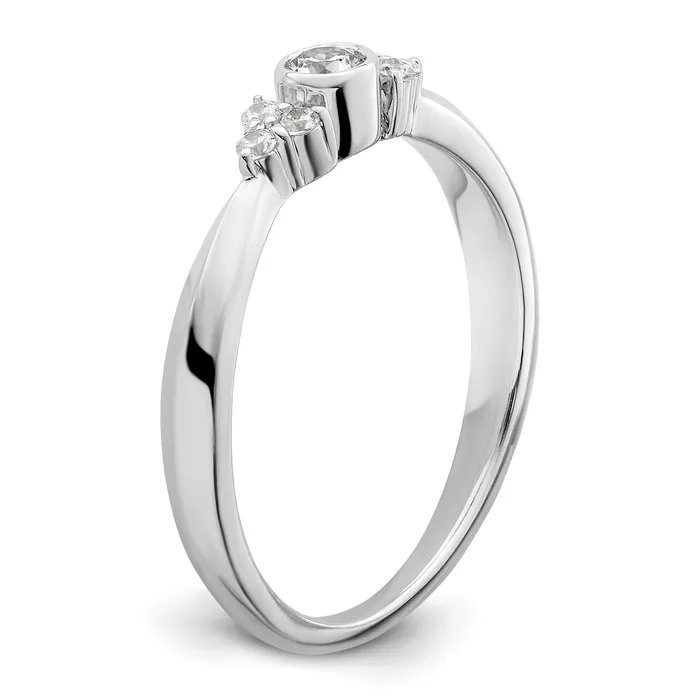 Goldia Rings 14K White Gold First PromiseLab Grown VSSI G Diamond Round Bezel Promise Ring