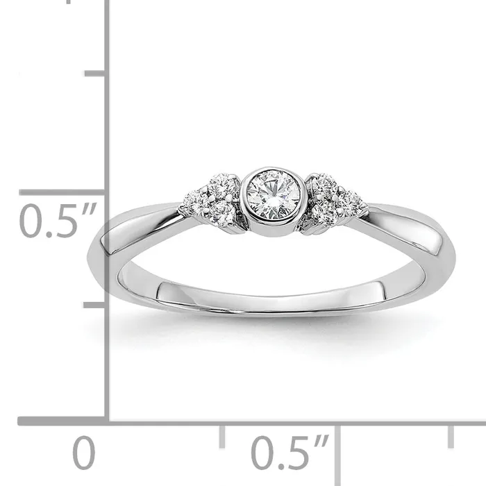 Goldia Rings 14K White Gold First PromiseLab Grown VSSI G Diamond Round Bezel Promise Ring