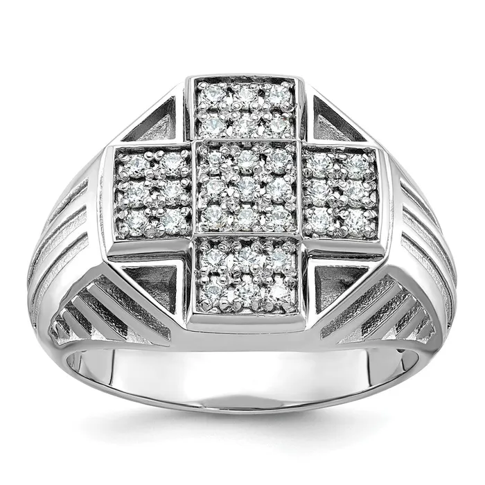 Goldia Rings 14k White Gold Mens Polished and Satin 12 carat Diamond Complete Ring Goldia Rings 14k White Gold Mens Polished and Satin 12 carat Diamond Complete Ring